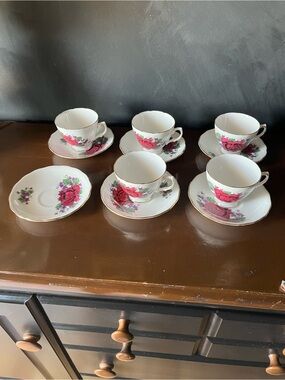 Vintage Royal Vale Porcelain Tea Cup and Saucer Set with Pink Rose Motif